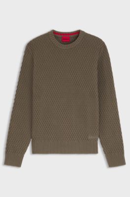 Cotton sweater with 3D knit structure, Grey