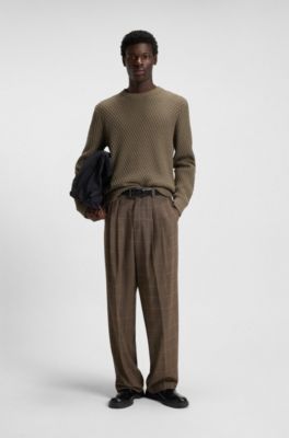 Cotton sweater with 3D knit structure, Grey