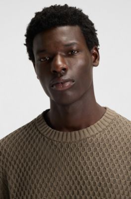 Cotton sweater with 3D knit structure, Grey