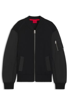 Knitted jacket with contrast sleeves, Black