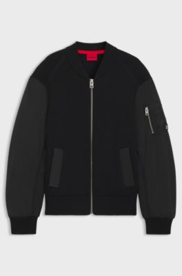 Giacca in maglia con maniche a contrasto, Nero