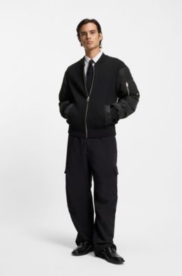 Knitted jacket with contrast sleeves, Black
