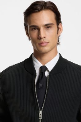 Knitted jacket with contrast sleeves, Black