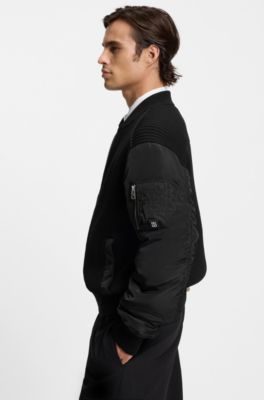 Knitted jacket with contrast sleeves, Black