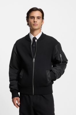 Knitted jacket with contrast sleeves, Black