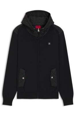 Regular-fit jacket in mixed materials, Black