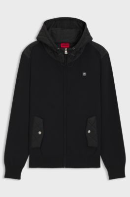Veste Regular Fit en m&eacute;lange de mati&egrave;res, Noir
