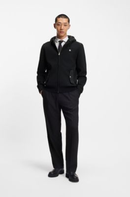 Regular-fit jacket in mixed materials, Black