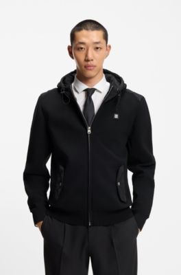 Regular-fit jacket in mixed materials, Black