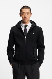 Veste Regular Fit en m&eacute;lange de mati&egrave;res, Noir