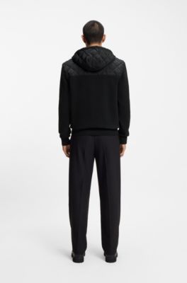 Regular-fit jacket in mixed materials, Black