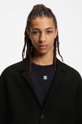 Relaxed-fit knitted jacket with patch pockets, Black