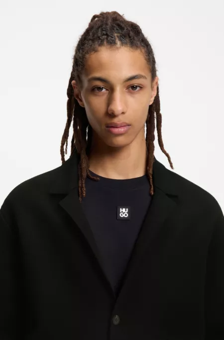 Relaxed-fit knitted jacket with patch pockets