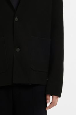 Relaxed-fit knitted jacket with patch pockets, Black