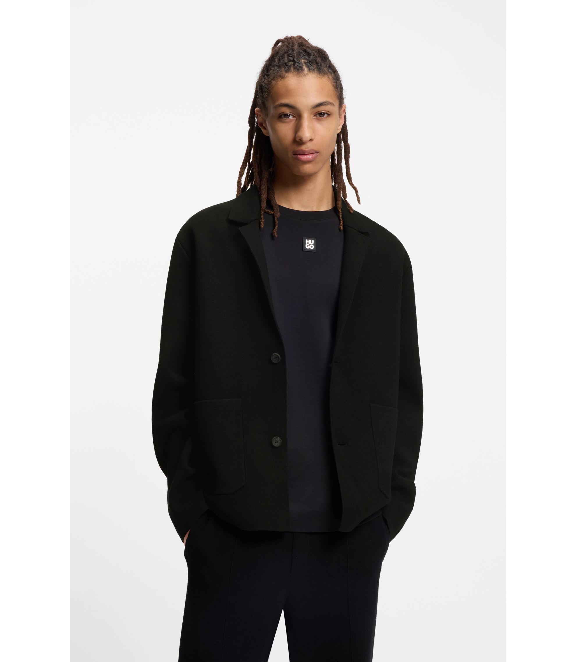 Relaxed-Fit Strickjacke mit aufgesetzten Taschen