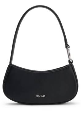 Hobo bag in faux leather with logo lettering