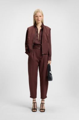 Hobo bag in faux leather with logo lettering, Black