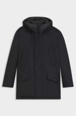 Wasserabweisende Jacke mit kontrastierendem Einsatz, Schwarz
