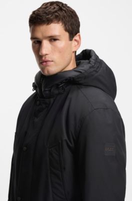 Wasserabweisende Jacke mit kontrastierendem Einsatz, Schwarz