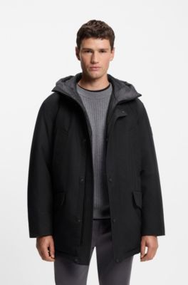 Wasserabweisende Jacke mit kontrastierendem Einsatz, Schwarz
