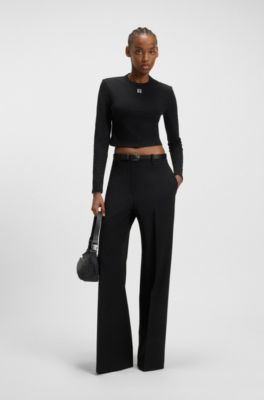 Bolso bandolera en sarga lisa con correa intercambiable, Negro