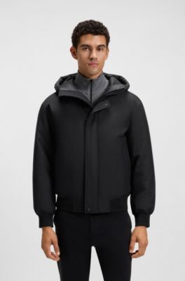 Water-repellent jacket with contrasting insert, Black