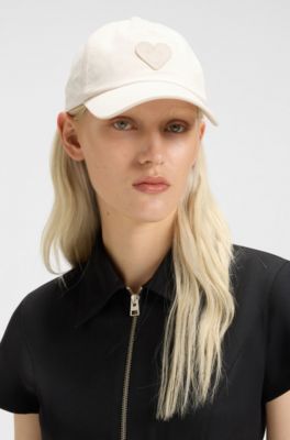 Cotton-twill cap with Happy HUGO embroidery, Natural