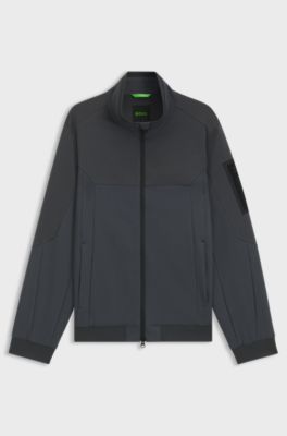 Water-repellent jacket in jersey and softshell fabric, Dark Grey
