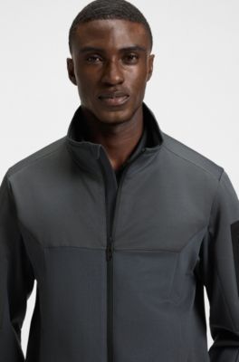 Water-repellent jacket in jersey and softshell fabric, Dark Grey