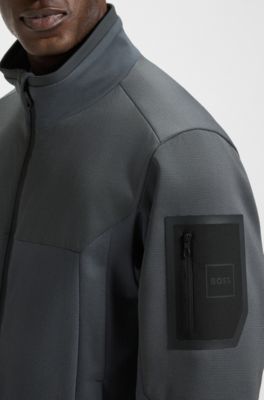 Water-repellent jacket in jersey and softshell fabric, Dark Grey