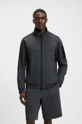 Water-repellent jacket in jersey and softshell fabric, Dark Grey