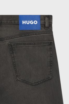 Slim-fit jeans in washed-black stretch denim, Dark Grey