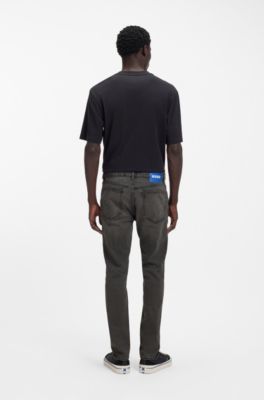 Slim-fit jeans in washed-black stretch denim, Dark Grey
