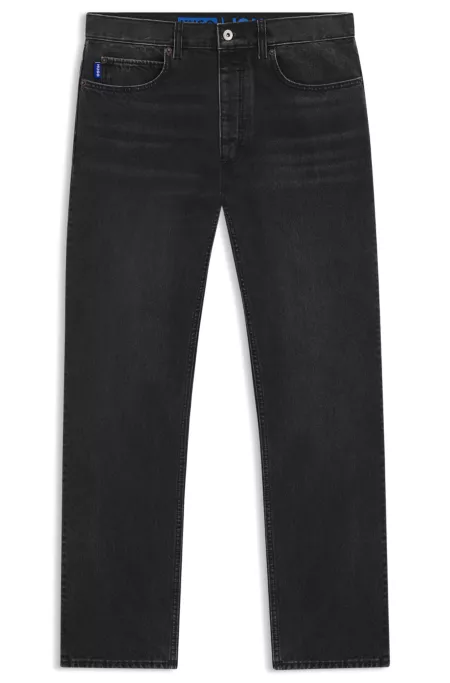 Regular-fit jeans in black washed denim