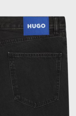 Regular-fit jeans in black washed denim, Dark Grey