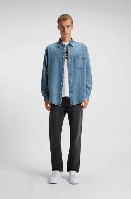 Regular-fit jeans in black washed denim