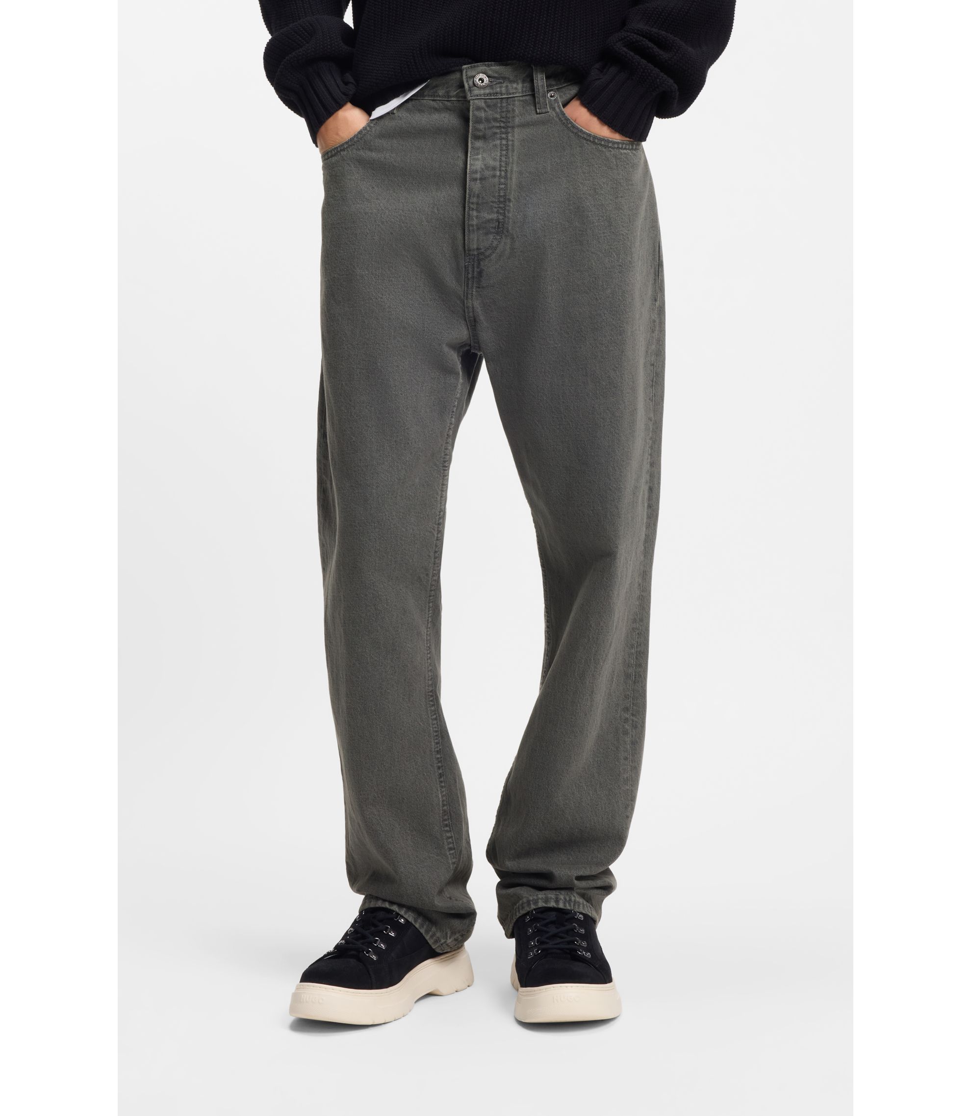 Baggy-Fit Jeans aus grauem Denim