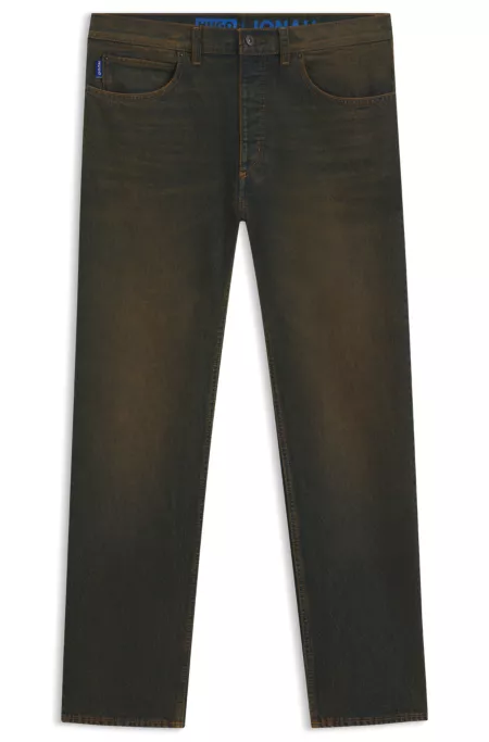 Regular-fit jeans in green-cast rigid denim