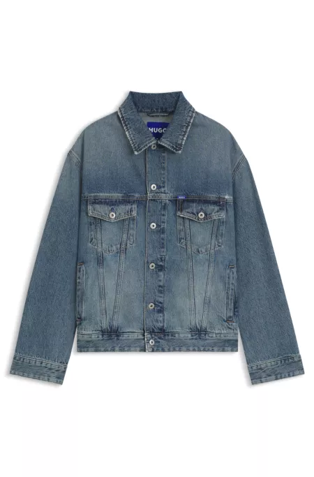 Loose-fit jacket in blue stonewashed denim