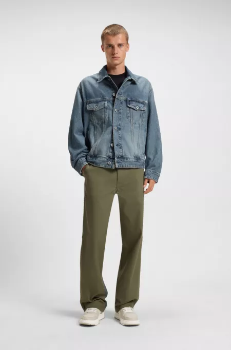 Loose-fit jacket in blue stonewashed denim