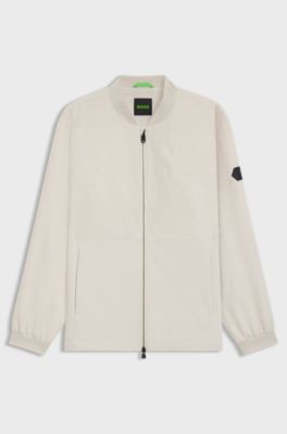 Casaco de estilo bomber repelente &agrave; &aacute;gua com jacquard de monograma Double B, Natural