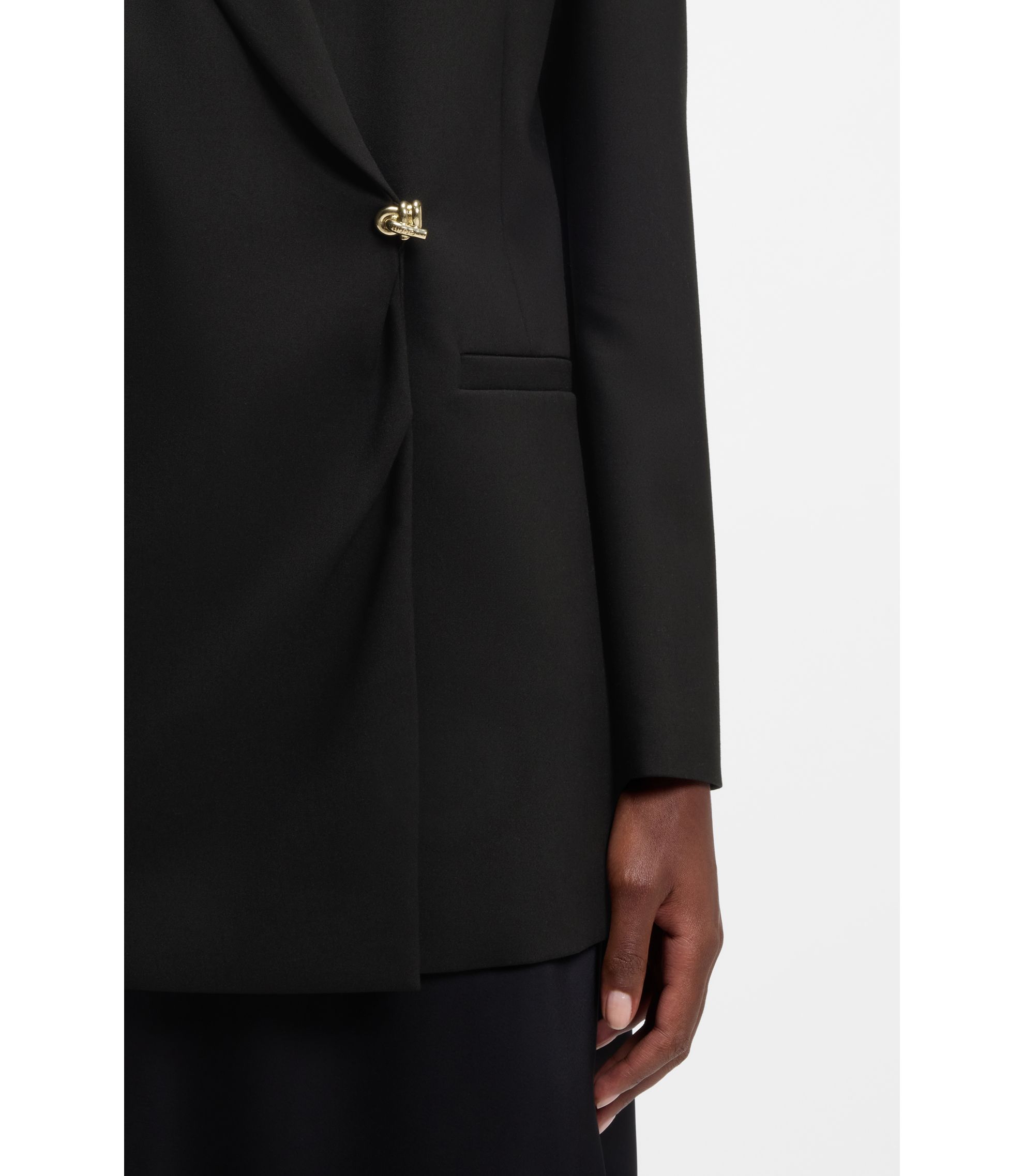 HUGO - Regular-fit waisted blazer with wrap front - Black