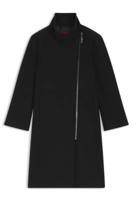 Regular fit coat with asymmetric zip