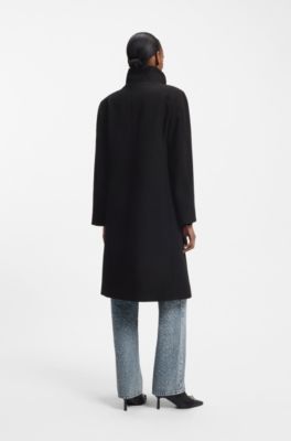 Regular-Fit Mantel mit asymmetrischem Rei&szlig;verschluss, Schwarz