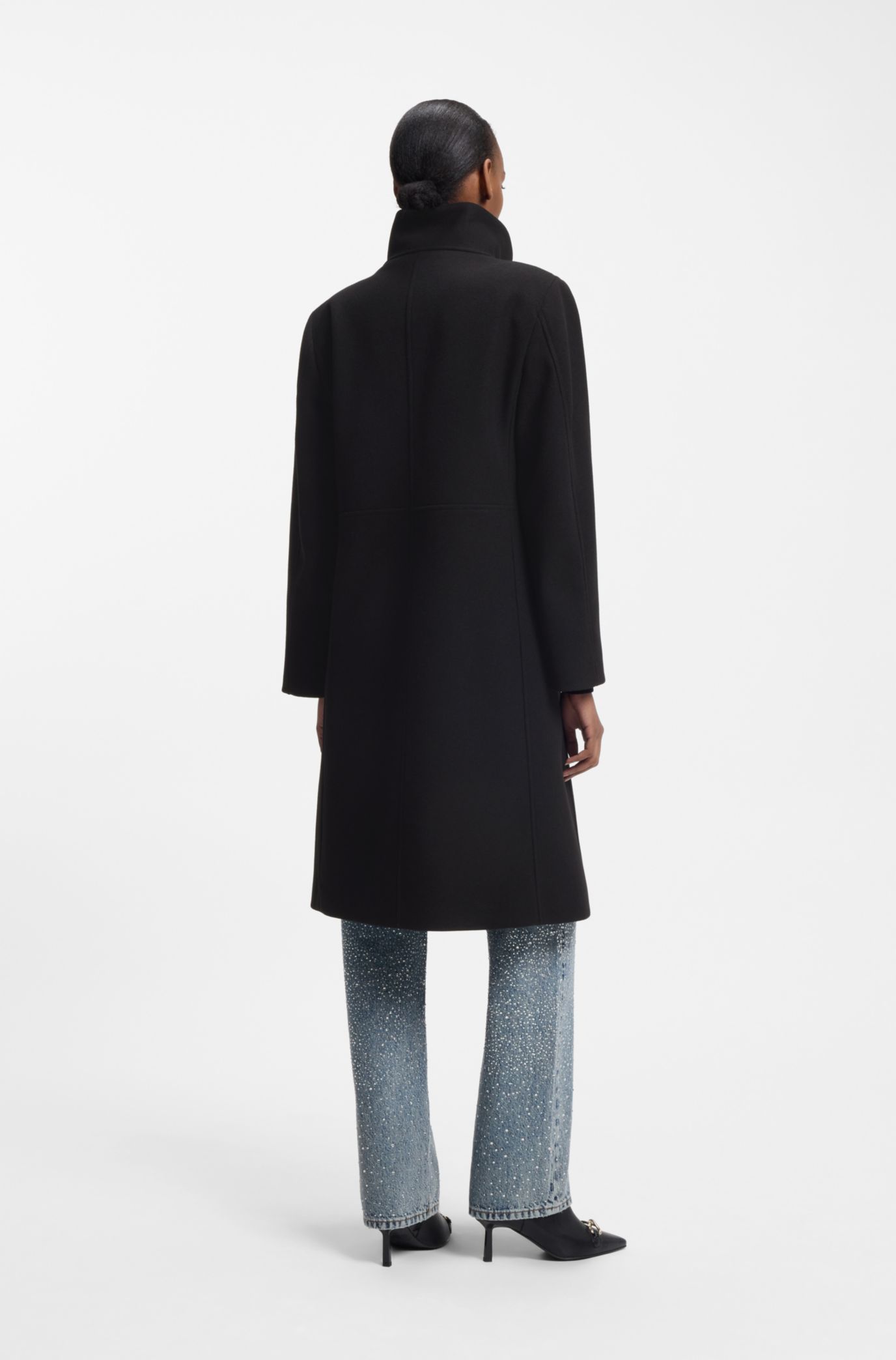 HUGO - Regular-fit coat with asymmetric zip - Black