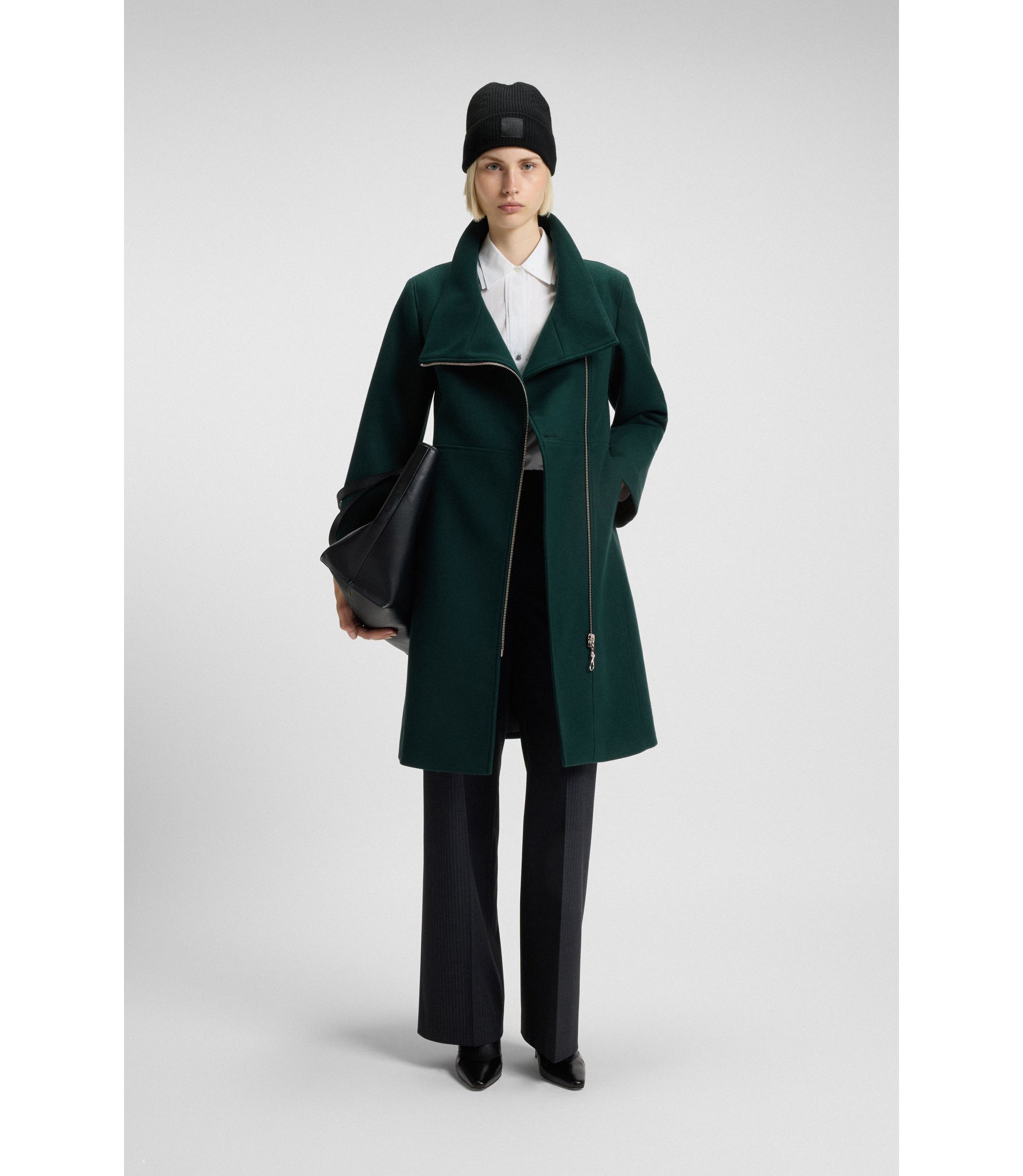 HUGO Regular-Fit Mantel mit asymmetrischem Reißverschluss