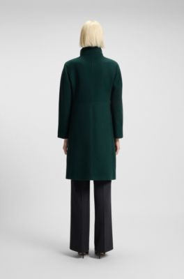 Regular-fit coat with asymmetric zip, Dark Green