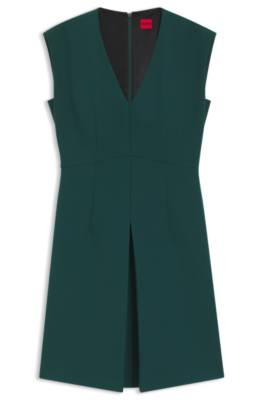 Regular-fit sleeveless dress with front pleat 1