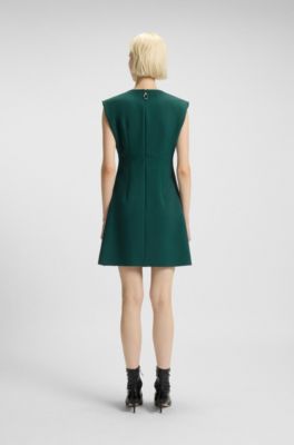 Regular-fit sleeveless dress with front pleat, Dark Green