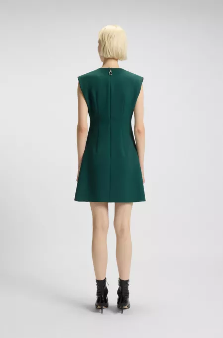 Regular-fit sleeveless dress with front pleat